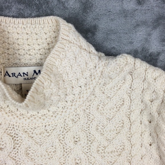 Aran Mor Ireland Cableknit Sweater Large Mock Turtleneck Knit Merino Wool Chunky - Picture 3 of 16
